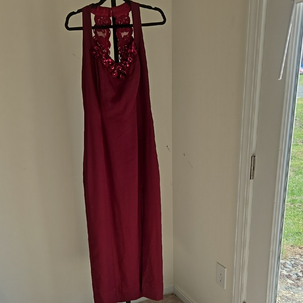 Vintage L.A. GLOW Elegant Burgundy Sleeveless Dress Size:11/12 Fits Like A Small